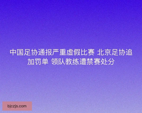 中国足协通报严重虚假比赛 北京足协追加罚单 领队教练遭禁赛处分
