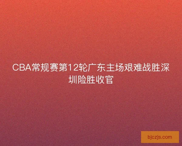 CBA常规赛第12轮广东主场艰难战胜深圳险胜收官