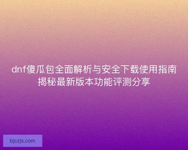 dnf傻瓜包全面解析与安全下载使用指南揭秘最新版本功能评测分享